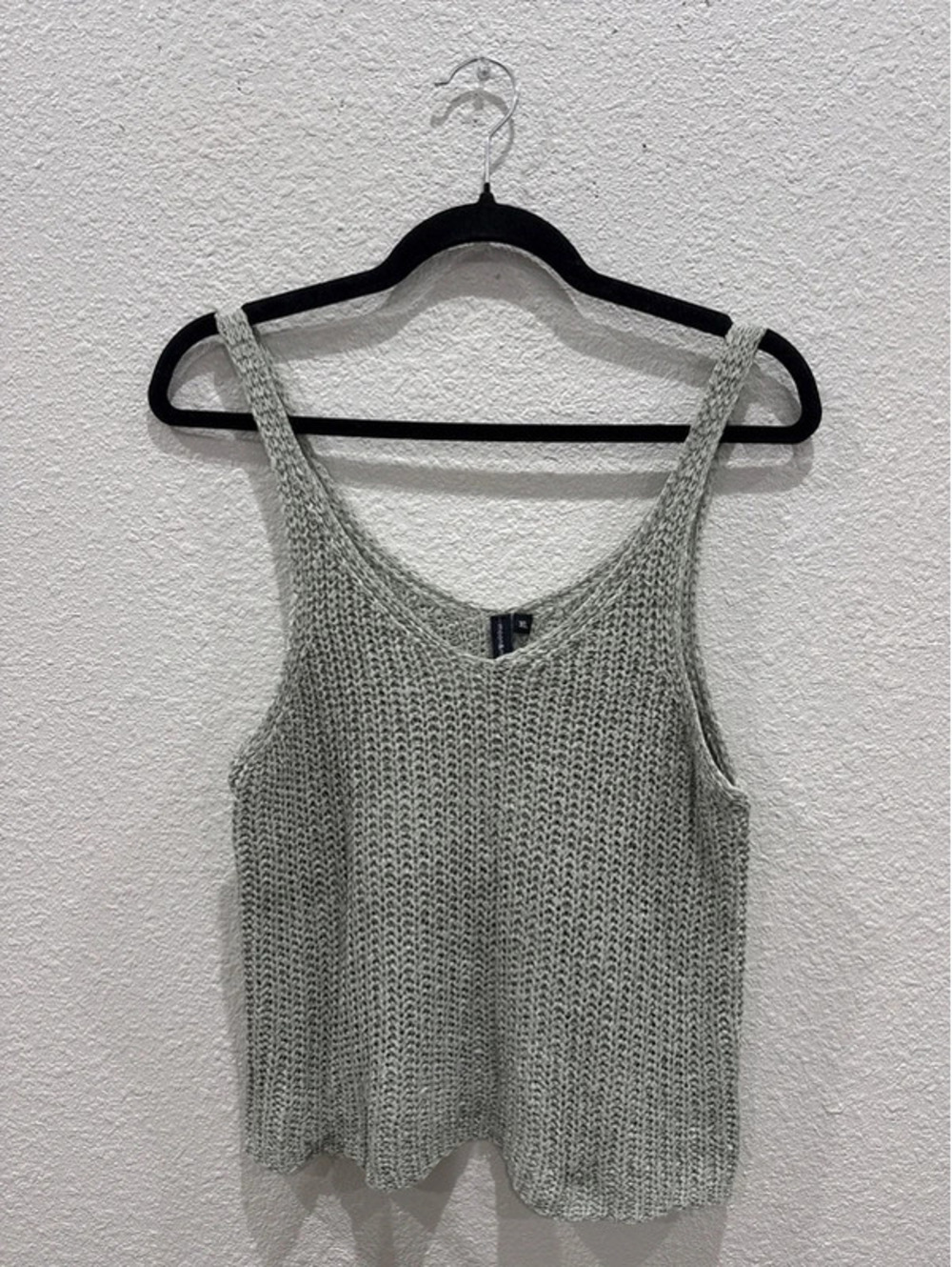 Moon & Madison Light Green Open-Knit Tank Top XL